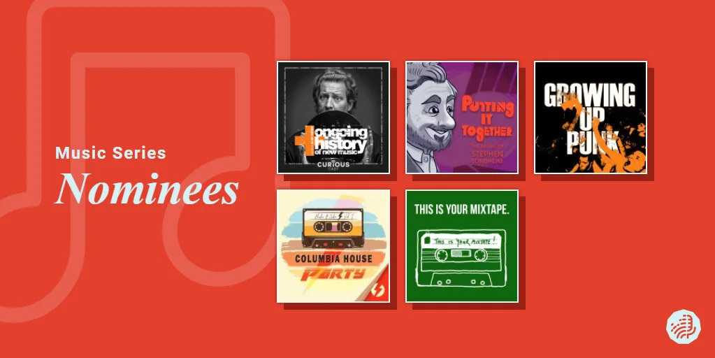 The nominees for Outstanding Music Series in the 2020 Canadian Podcast Awards.